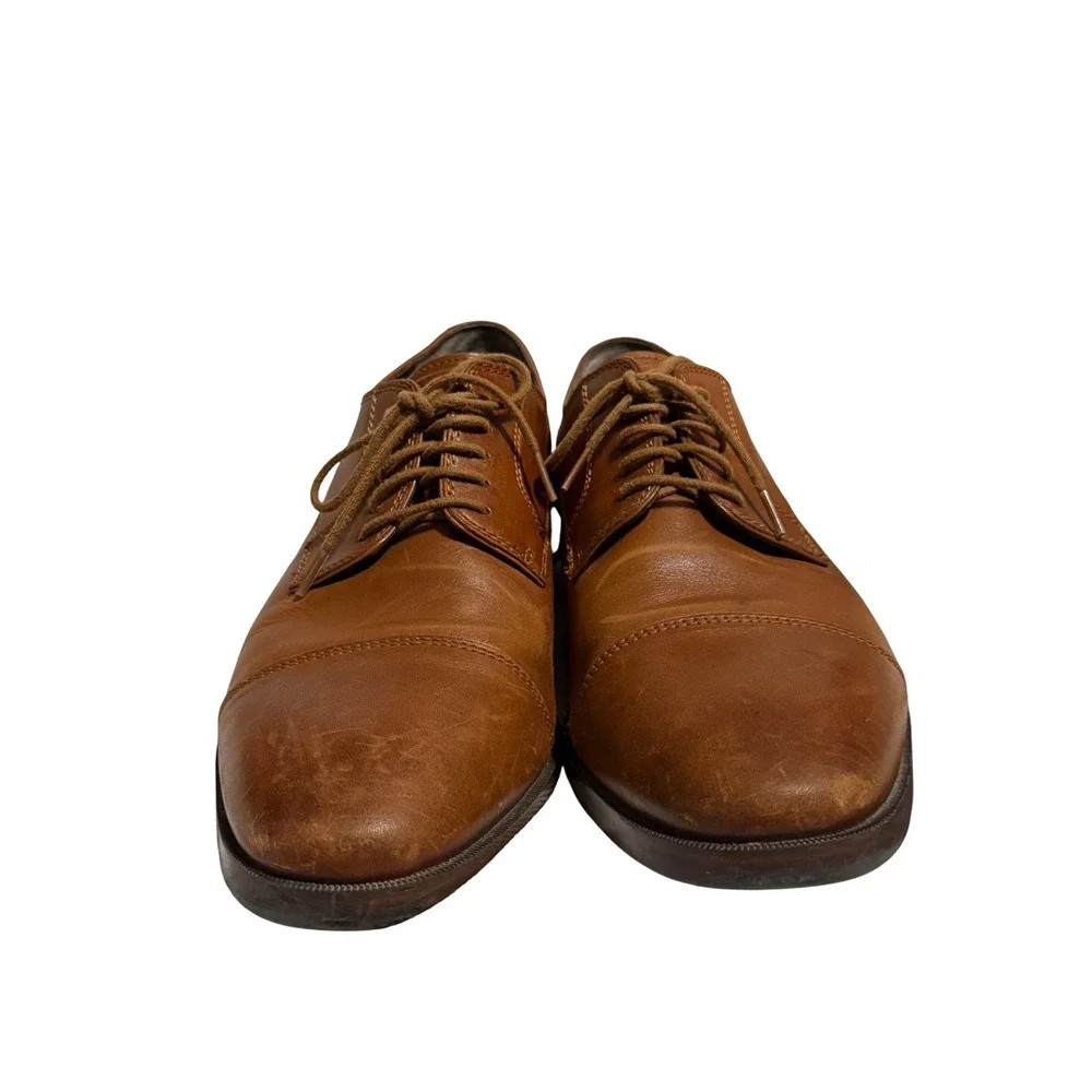 Cole Haan Mens Grand Evolution Tan Leather Cap Toe Oxford Dress Shoes‎ Size 9.5
